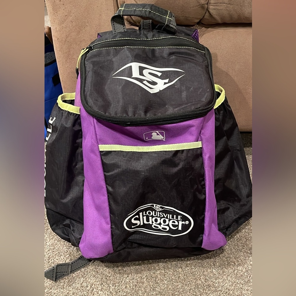 Louisville Slugger Kids Backpack in Black & Purple